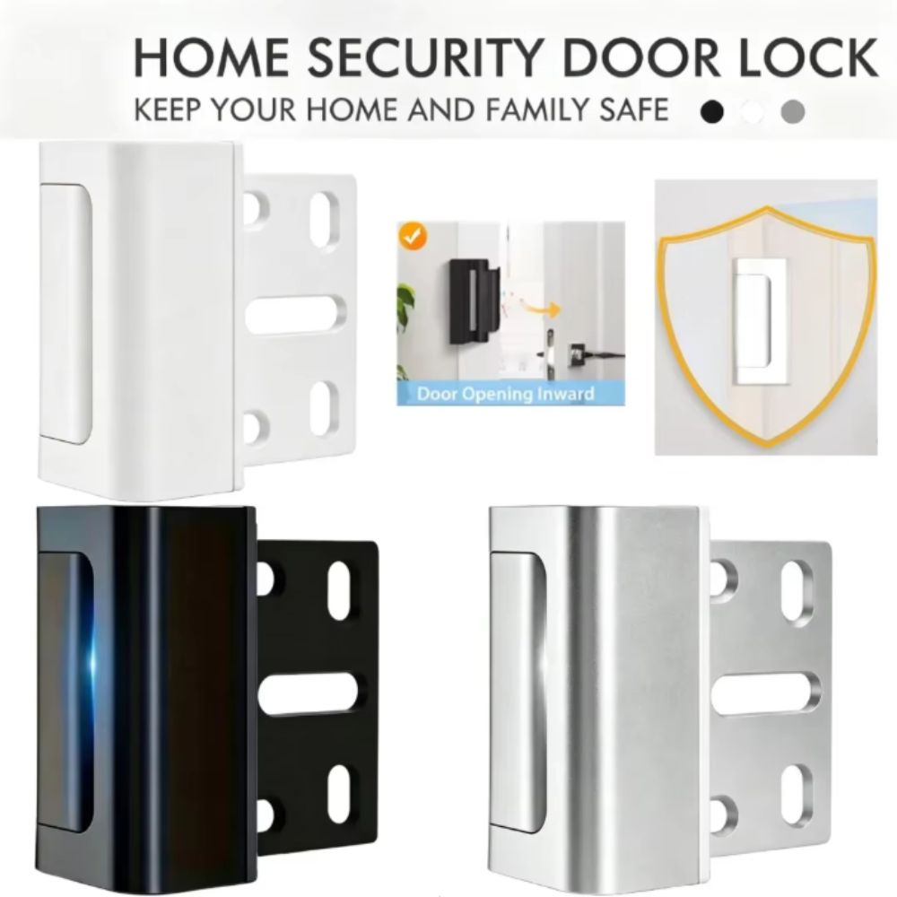 Device 3 Inch Stop Door Lock Easy to Install Anti-Theft Door Reinforcement Lock Upgrade Design Aluminum Alloy Childproof Door Lock Indoor Use
