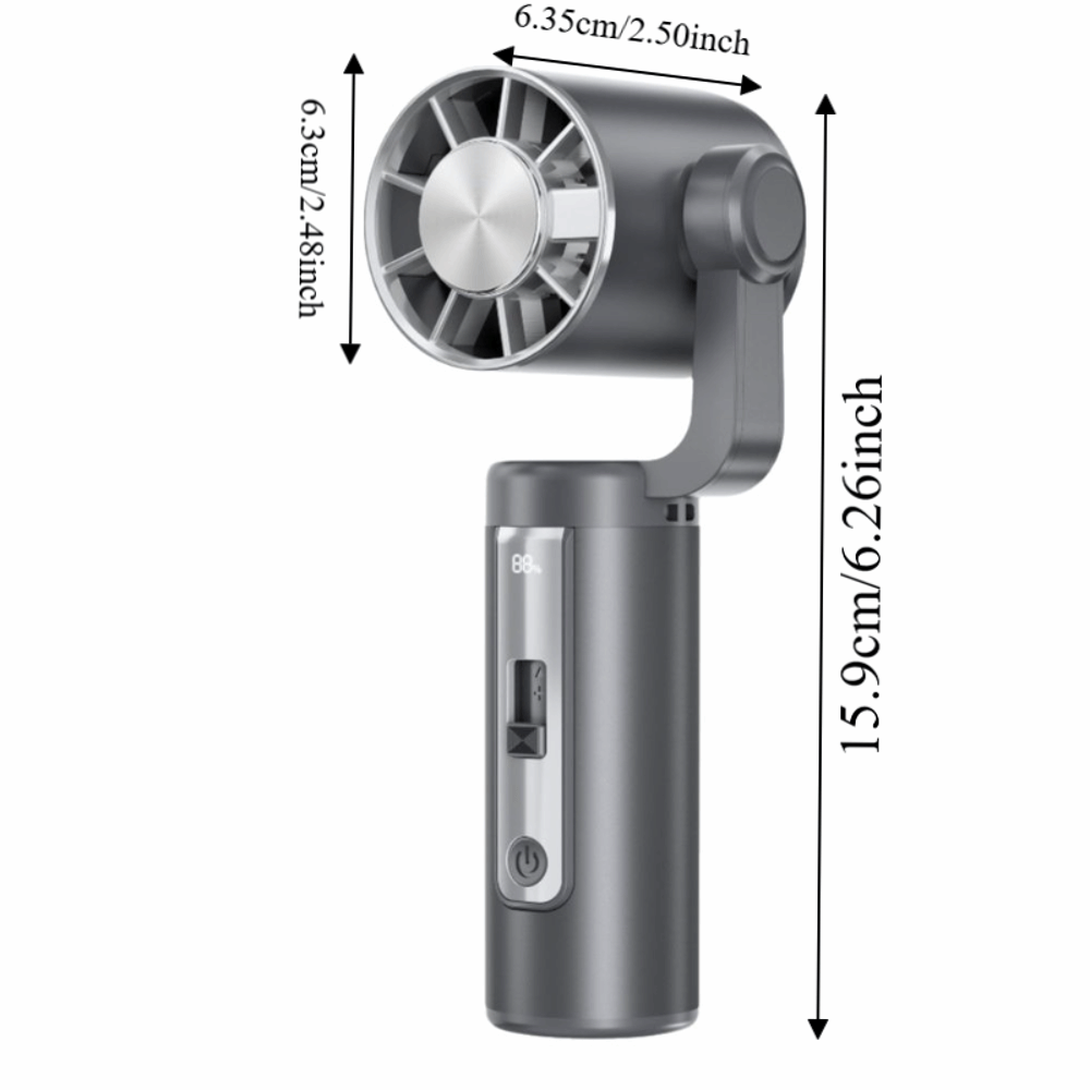 Desktop Fan Semiconductor Cooling Metal Gimbal Cooling Fan Quiet Operation Cold Wind Handheld Mini Air Conditioner Fan Powerful Wind 5 Levels Rechargeable Fan for 5W/3000mAh Personal Use