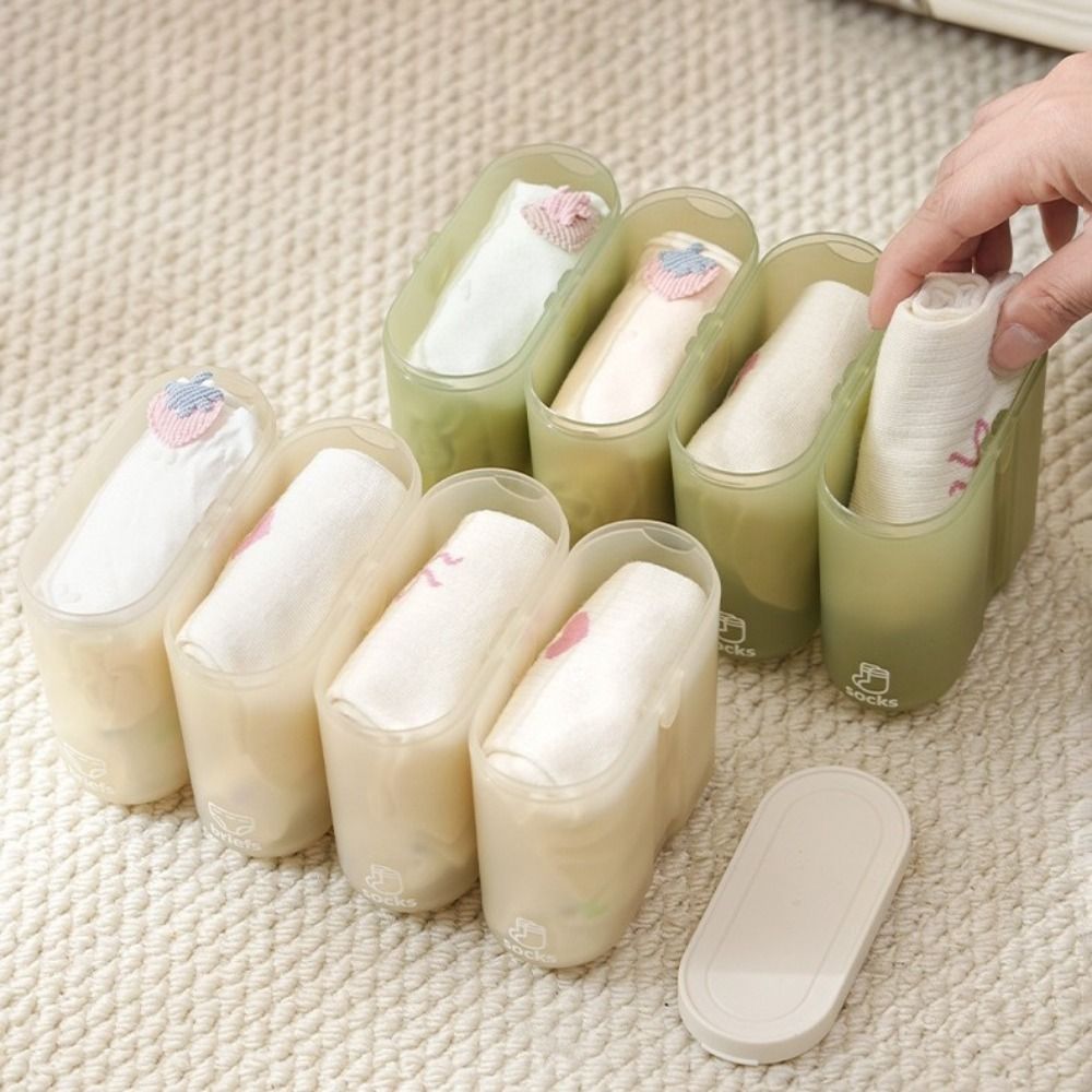 4PCS Durable Plastic Underwear Storage Box Space Saving Portable Socks Storage Box Mini Sealed Storage Box Business Trip Use