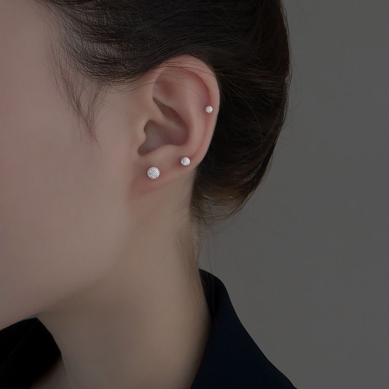 【New Arrivals】Silver Needle Small Round Ball Scrub Ear Studs Ear Stick Women's Ear Holes Jin Doudou Earrings Simple Elegant Earrings
