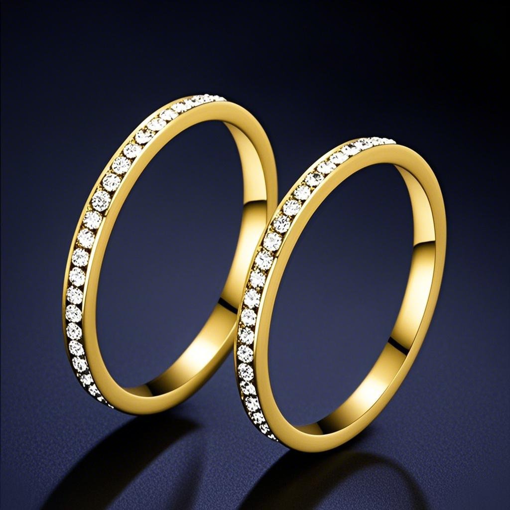 【Top Picks】Stainless Steel Ring Women's Niche High-end Light Luxury Ins Style Gold-plated Titanium Steel Ring 2mm Wide Diamond Ring