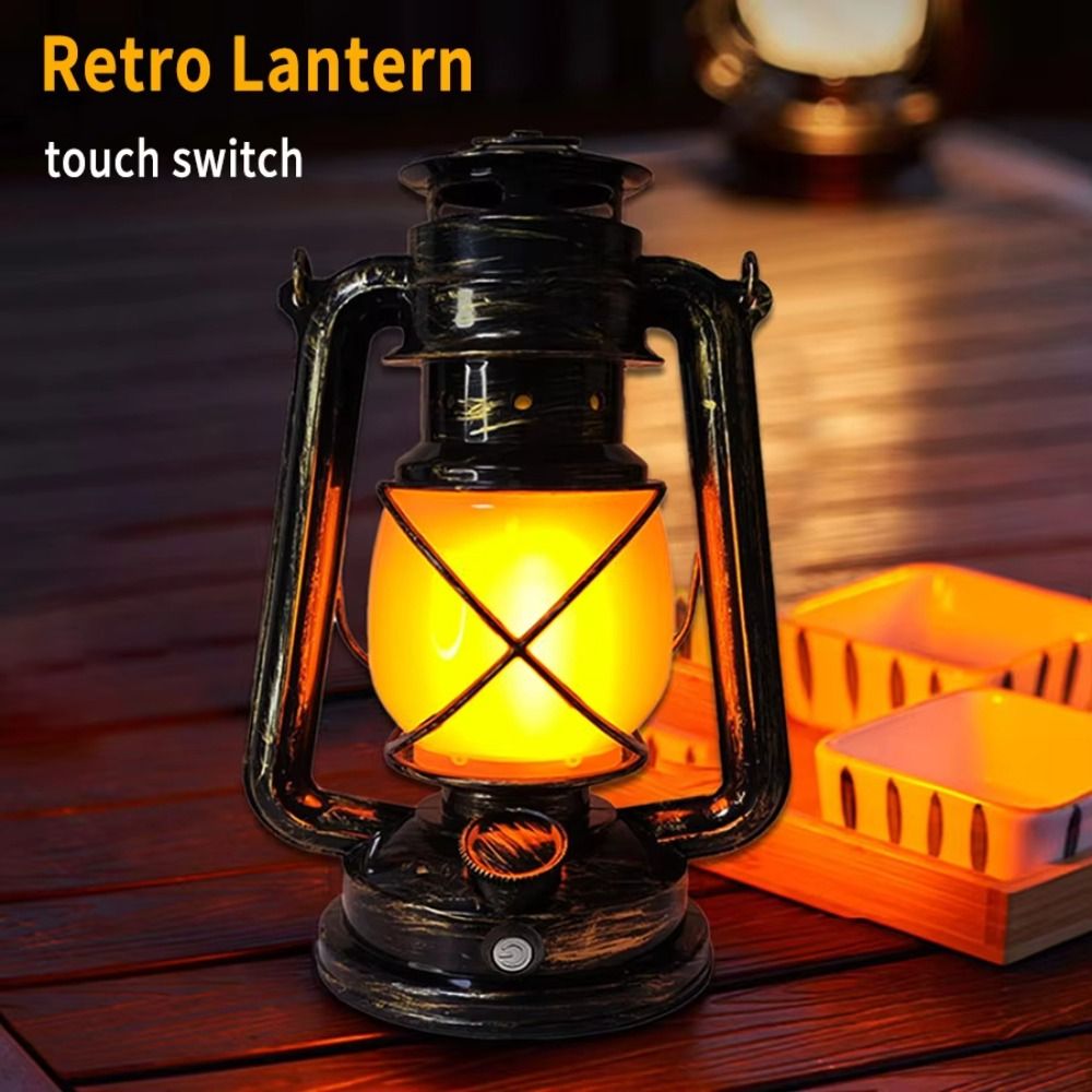Dimmable 3 Lighting Modes Retro LED Camping Light Flame Effect Charging Hanging Tent Light Portable Design Retro Style Outdoor Kerosene Light Camping