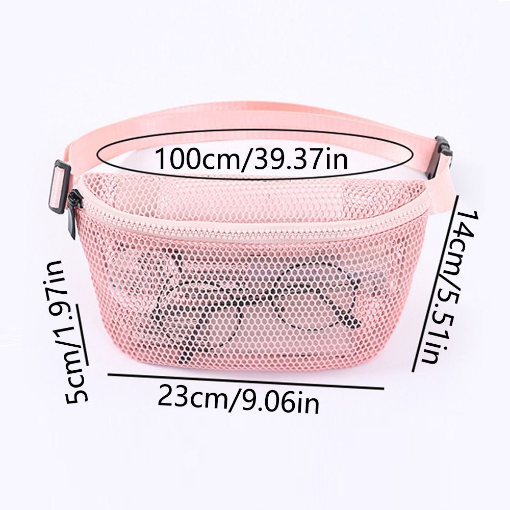 Plain Hollow Out Mesh Waist Bag Zipper Adjustable Travel Fanny Packs Large Capacity Lightweight Portable Mesh Purse Fishing