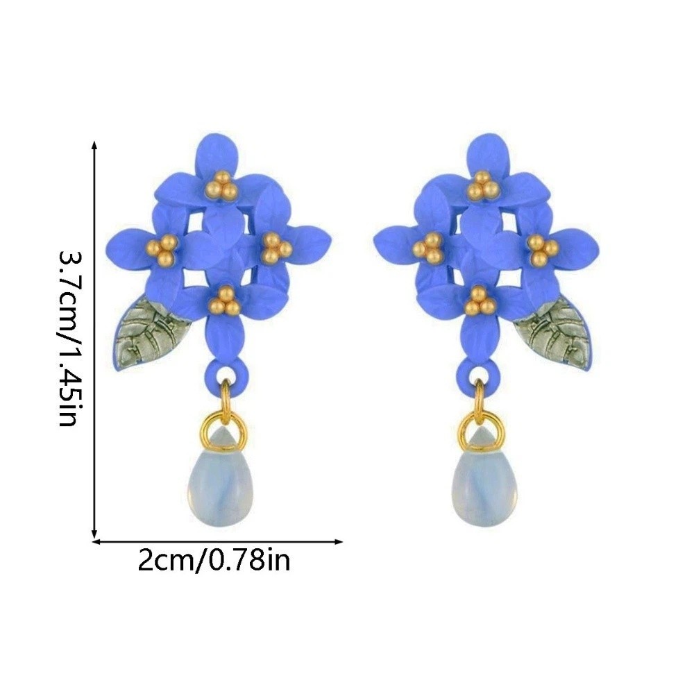 Elegant Chinese Style Orchid Earrings Blue Color Temperament Girl Ear Jewelry Sweet Pendant Earrings Party