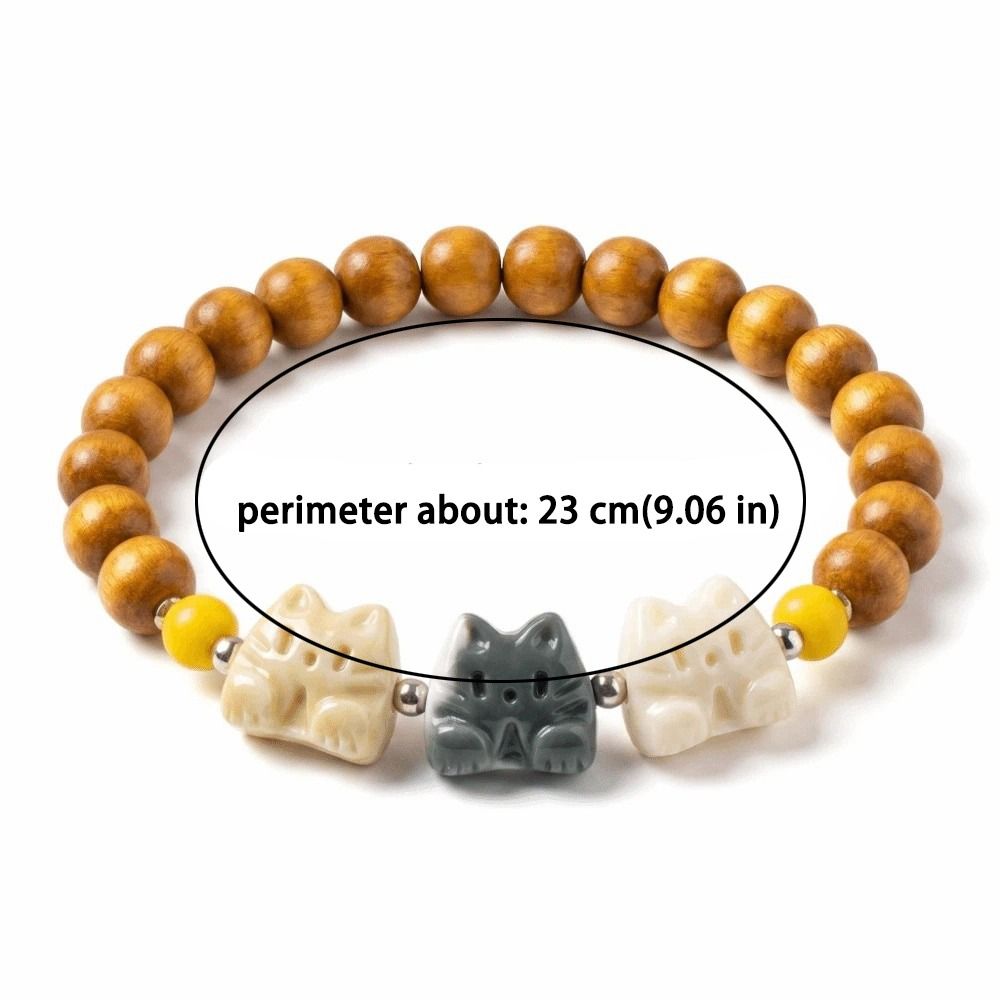 Fashion Cute Biscuit Cat Bracelet Adjustable Retro Cat Beads Bracelet Wristband Friendship Bracelet Hand Accessory