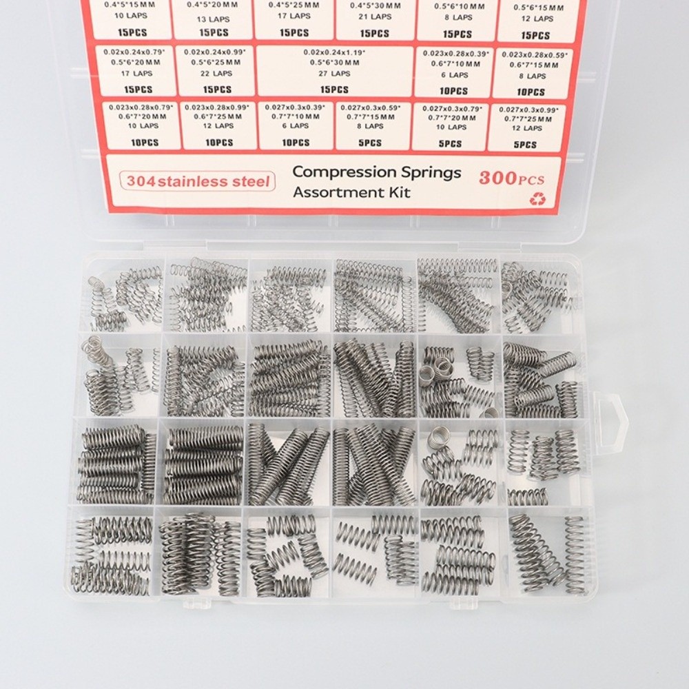 300PCS/box Quality Tension Spring Compression Spring Assortment Kit with 23 Sizes 304 Stainless Steel Small Springs Hardware DIY Tools Mini Stainless Steel Springs DIY Projects