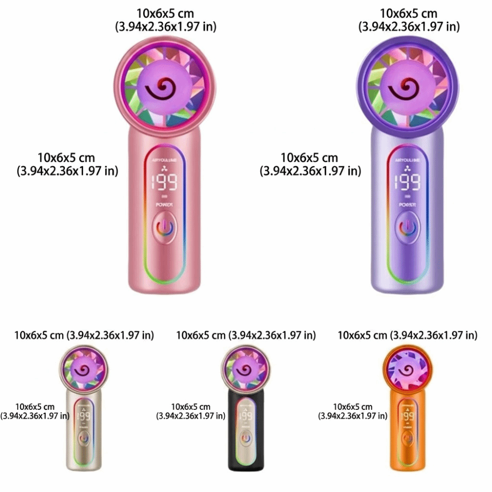 Cooling Lightweight Mini Handheld Fan Rechargeable Powerful Turbo Airflow Rechargeable Fan Mini Size Compact Design Powerful Turbo Fan Camping