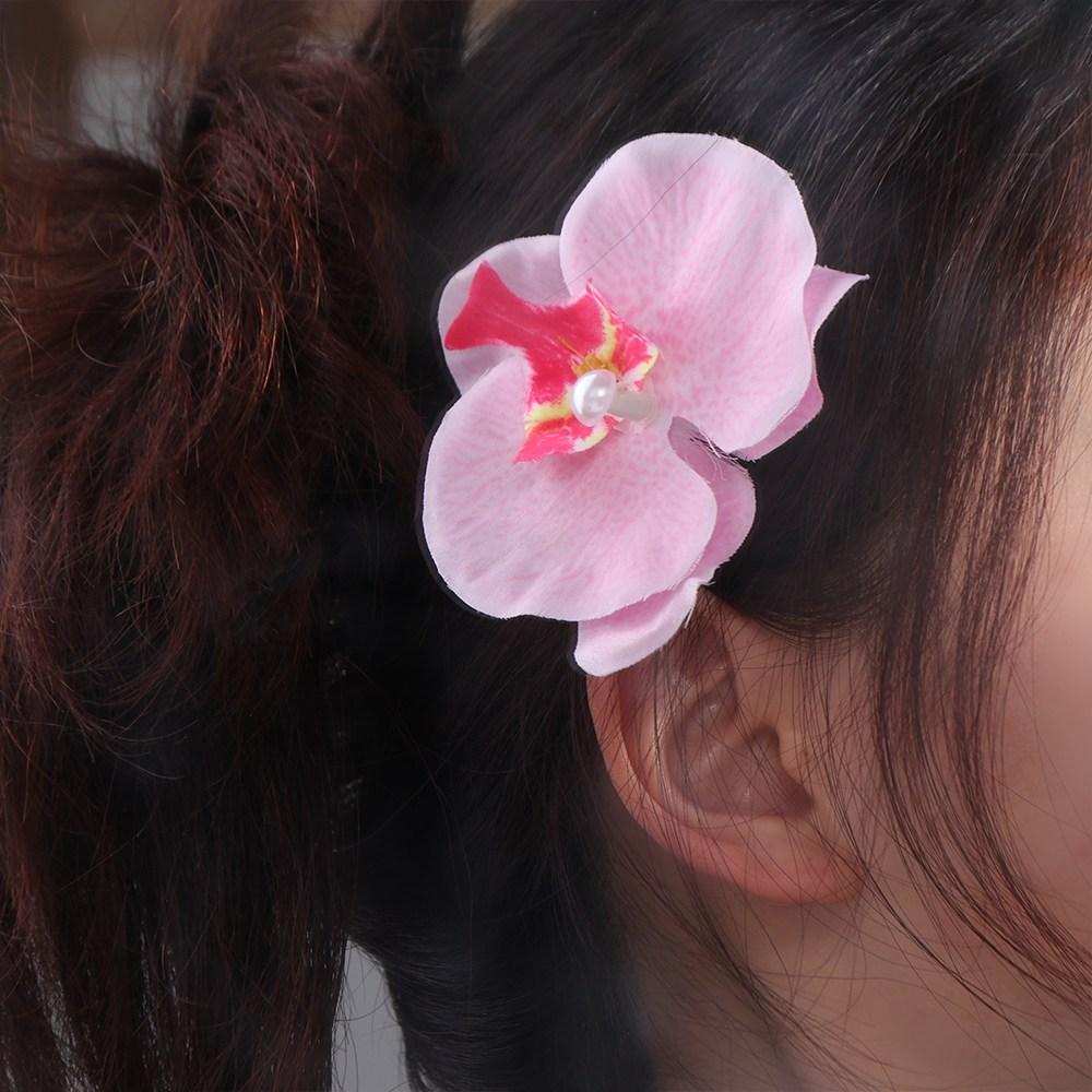 Sweet Pink Orchid Flower Hair Clip Hair Accessories Hair Ornament Sweet Hairpin Side Barrettes Headdress Bohemia Barrette Bridal