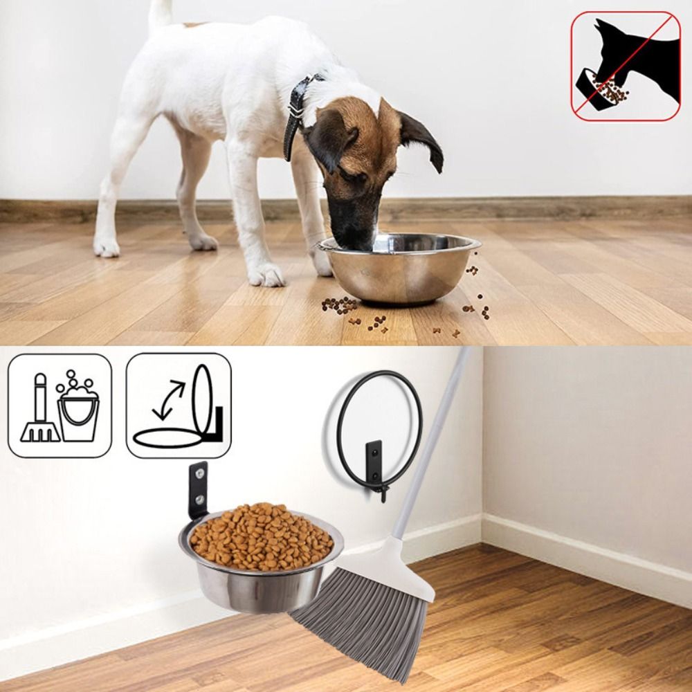 Cat Basin Foldable Hanging Pet Bowl 6/8inch Anti Slip Stationary Dog Cage Bowl Multifunction Wall Mounted Pet Food Dispenser Home