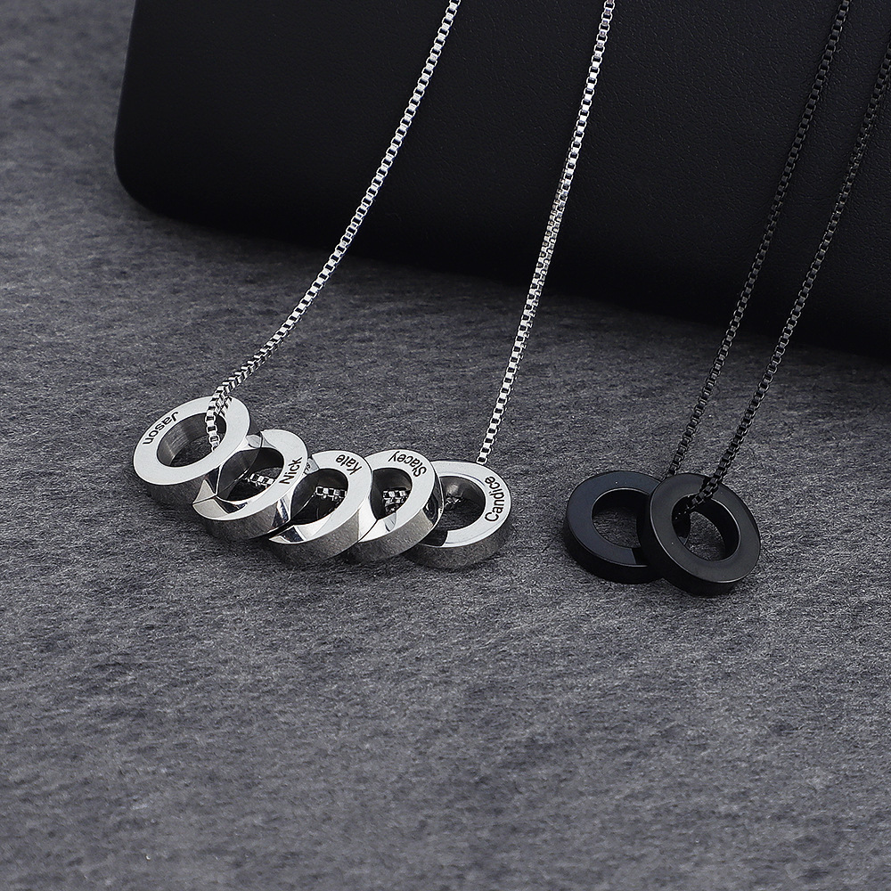 【Special offer】New Beaded Engraved Name Letter Pendant Necklace Men's Trendy Chain Men's Pendant Stainless Steel