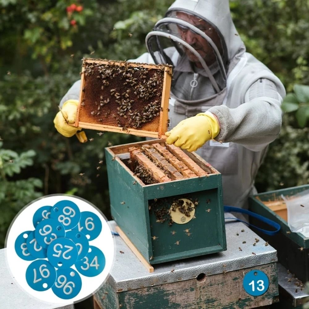 Beekeeping Tools Plastic Beehive Tags 3.5CM Colorful Sequential Numbers Sign Labels Corrosion‑resistant Durable Number Plate Sauna Restaurant