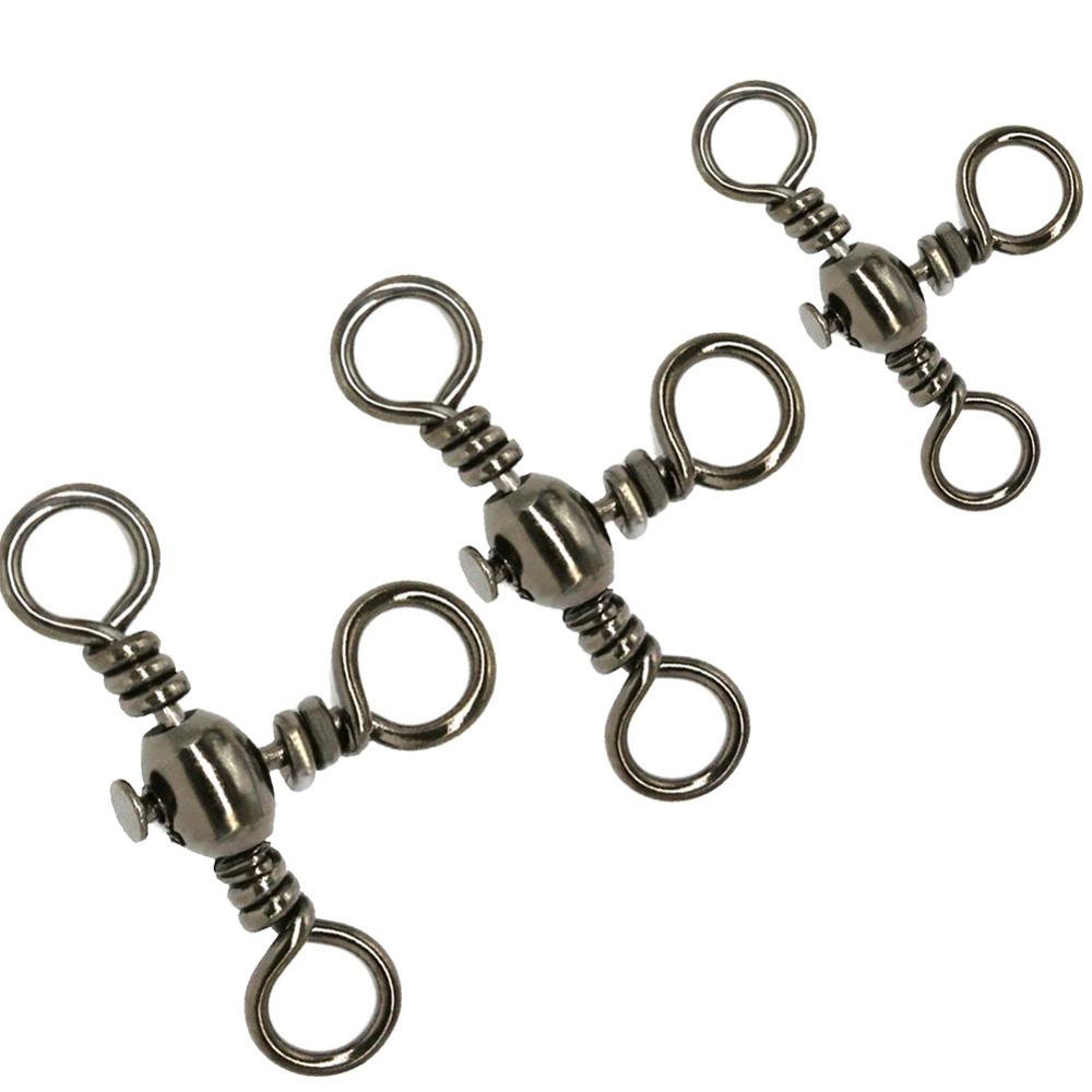 50pcs Stainless Steel 3 Way Fishing Swivel Rolling Solid Ring Connector Swivel Ring