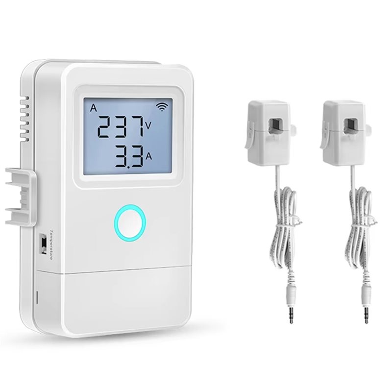 Tuya Smart WiFi Energy Monitor Over-Temperature Alarm LCD Display and CTs for Solar Power Systems