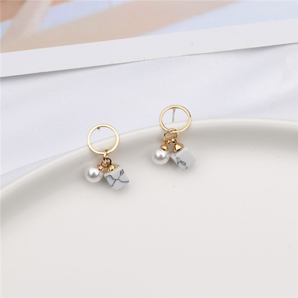 【Exclusive Discount】GJIQIAO New Fashion Cone Square Marbled White Earrings For Wo Charm Jewelry Geometric Vintage Earring