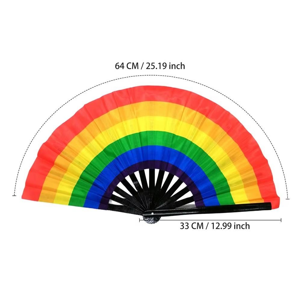 Art Craft Gift Gradient Colorful Rainbow Handheld Fan Cooling Decorative Folding Dance Fan Easily Opened Tear-resistant Chinese Kung Fu Fan Halloween