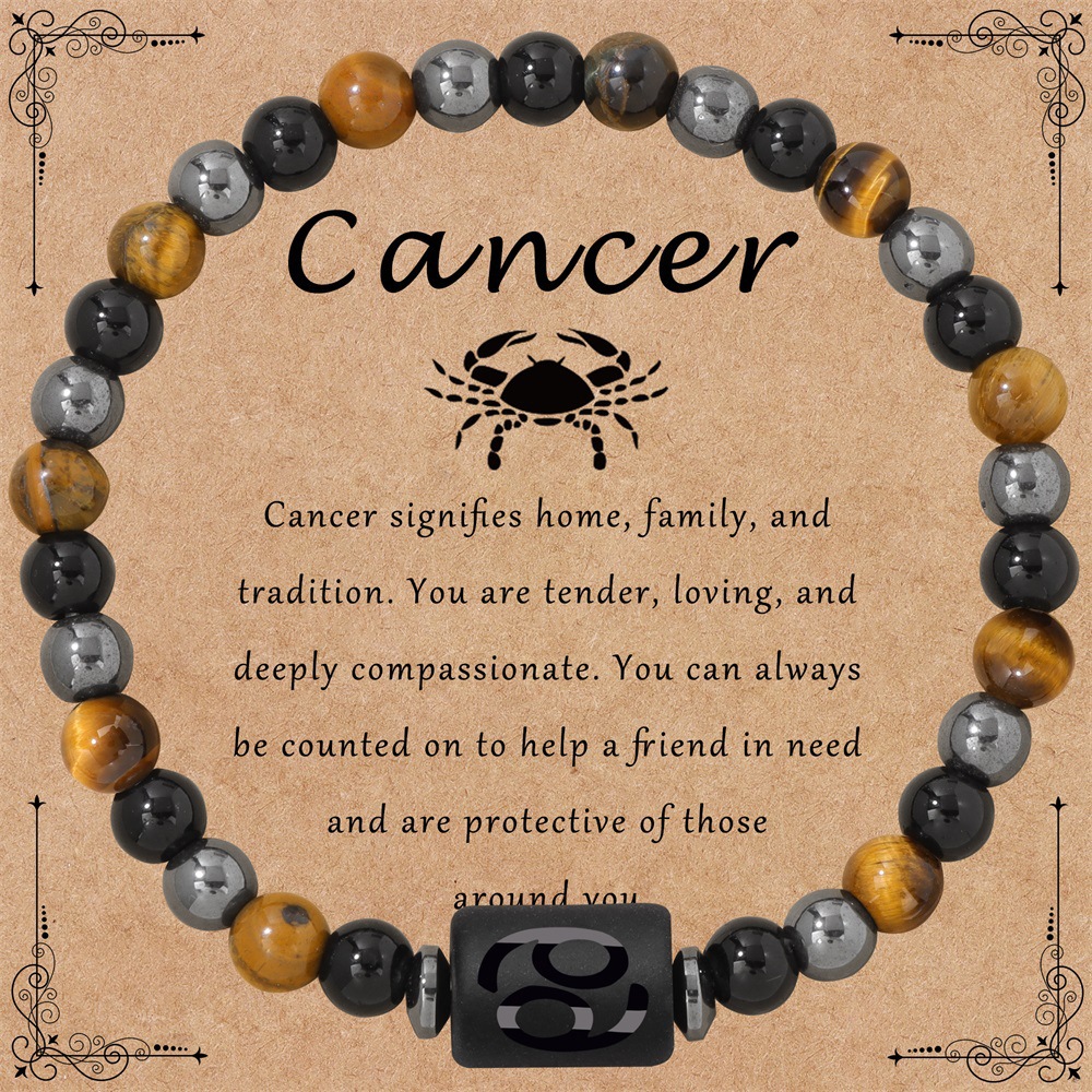 【New arrivals】6MM Constellation Beaded Bracelet Men's Tiger Eye Black Onyx Hematite Bracelet for Women
