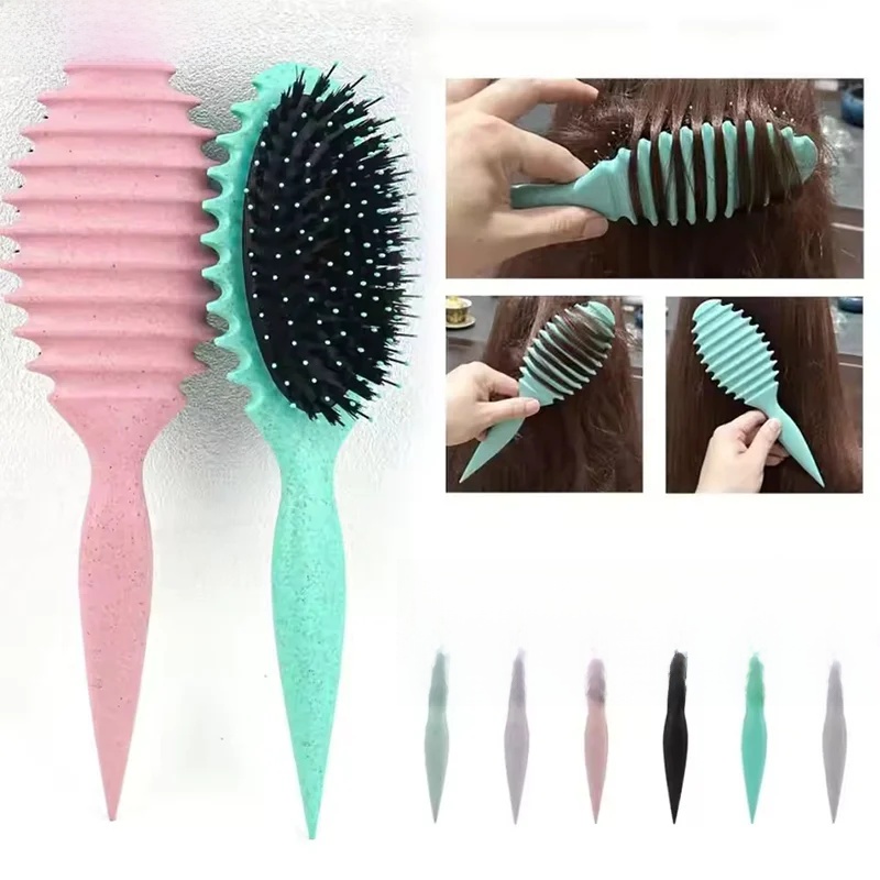 1pcs Detangling Curly Hairbrush Eco-friendly Wheat Straw Comb Boar Bristle Scalp Massage High Quality Tangled Hair Beauty Tools