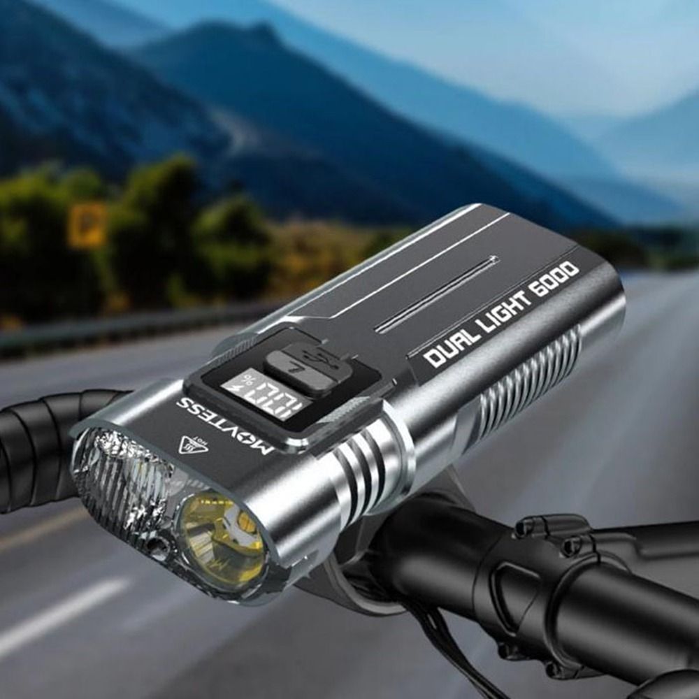 Portable Rechargeable Bike Front Light Digital Display Super Bright Bicycle Light Waterproof Easy To Install Cycling Lamp Urban Cycling