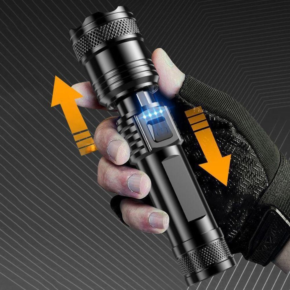 Work Flashlight Super Bright Strong LED Flashlight Rechargeable Waterproof Emergency Zoom Lantern High Power 3 Modes Zoomable Flashlight Hiking
