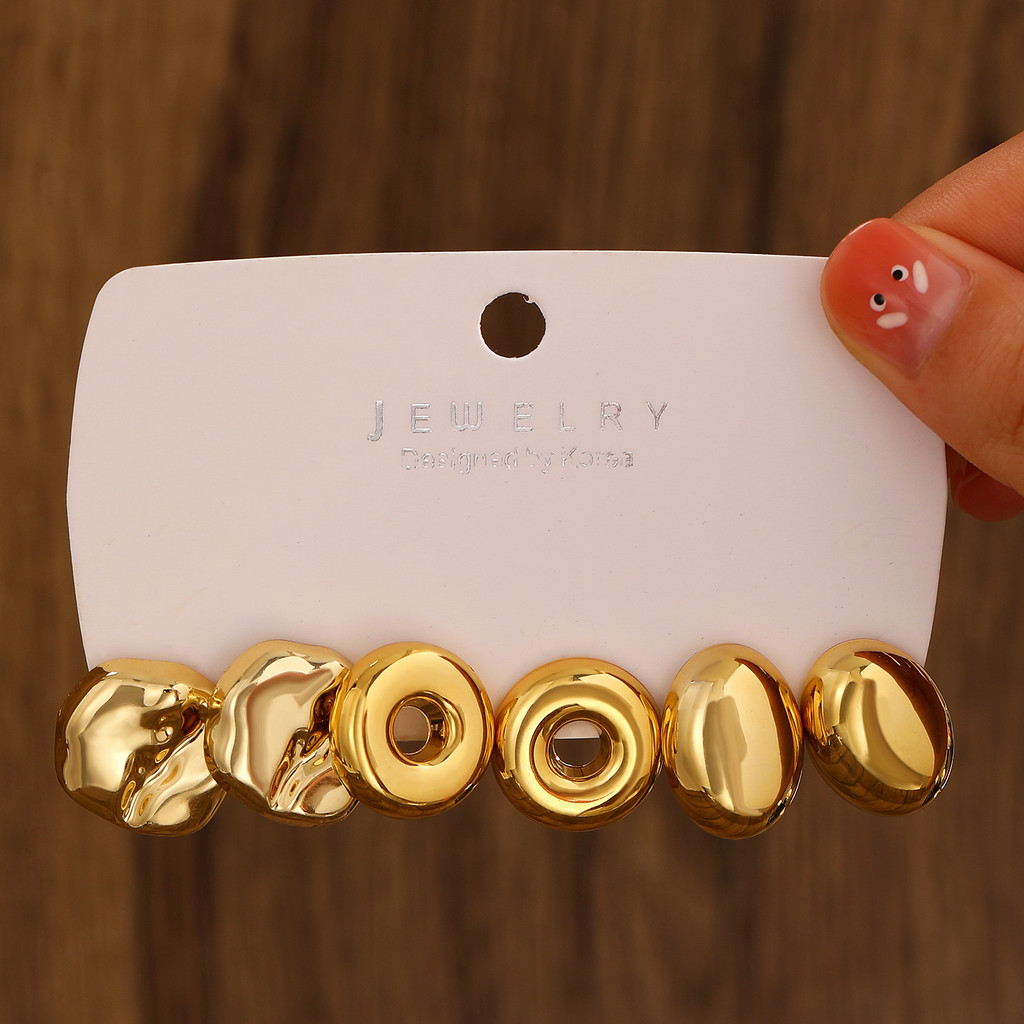 Enacolor 3Pairs/Set Elegant Women Metal geometry Earrings Creative Vintage Circle Earings Ins Girl Accessories Jewelry Gifts