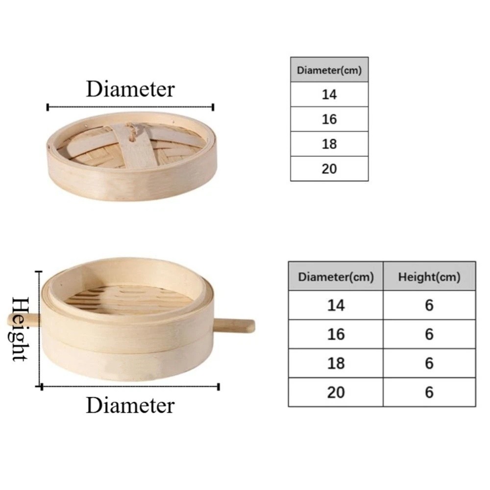 Durable Round Bamboo Steamer Anti-scalding with Handle Steam Basket Breathable Bottom Corrosion Resistant Bamboo Steam Basket Restaurant