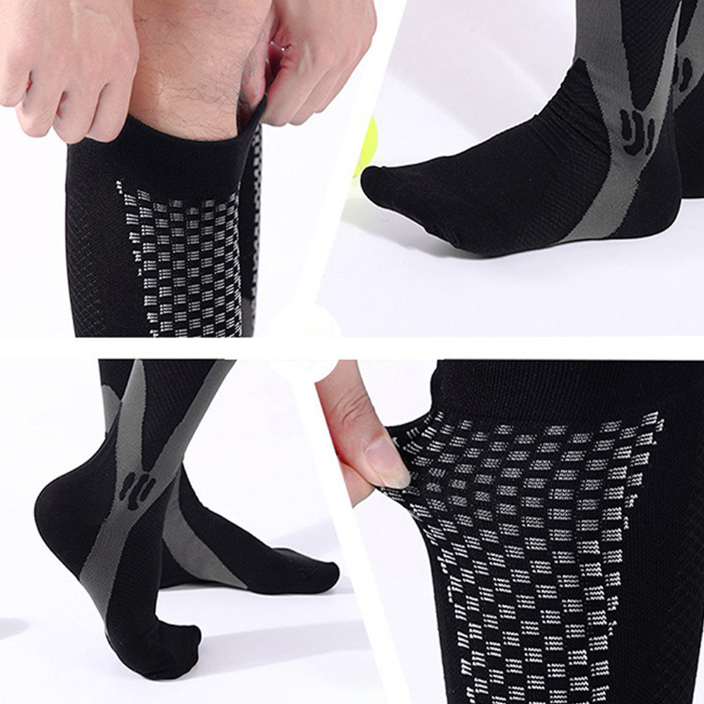 Wenefang Fashion 1Pair 20-30mmhg Compression Socks for Men Women Non-Slip Shin Guards Knee High Stockings for Varicose Veins Football Basketball