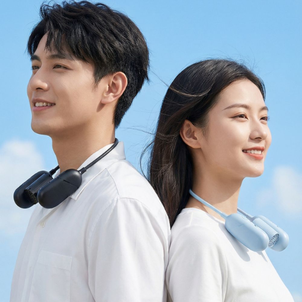 New Adjustable Air Outlet Neck Fan Strong Wind Rechargeable Bladeless Fan Portable Lightweight Hanging Fan Daily Use