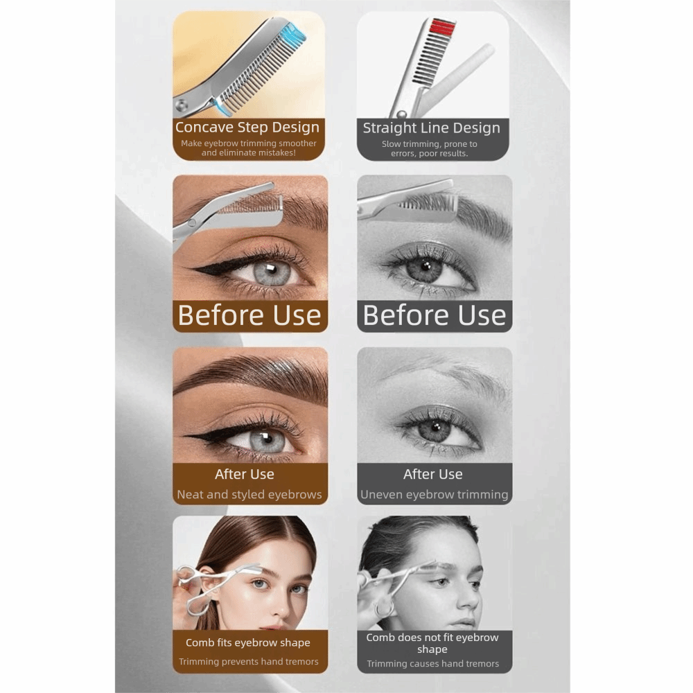Easy To Use Stainless Steel Eyebrow High Quality Non Slip Hair Remover Portable with Eyebrow Comb Eyebrow Trimmer Eyebrow Shaping