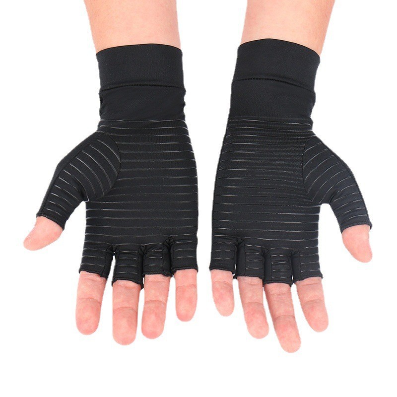 Wenefang Fashion 1Pair Copper Arthritis Compression Gloves Women Men Relieve Hand Pain Swelling and Carpal Tunnel Fingerless for Typing
