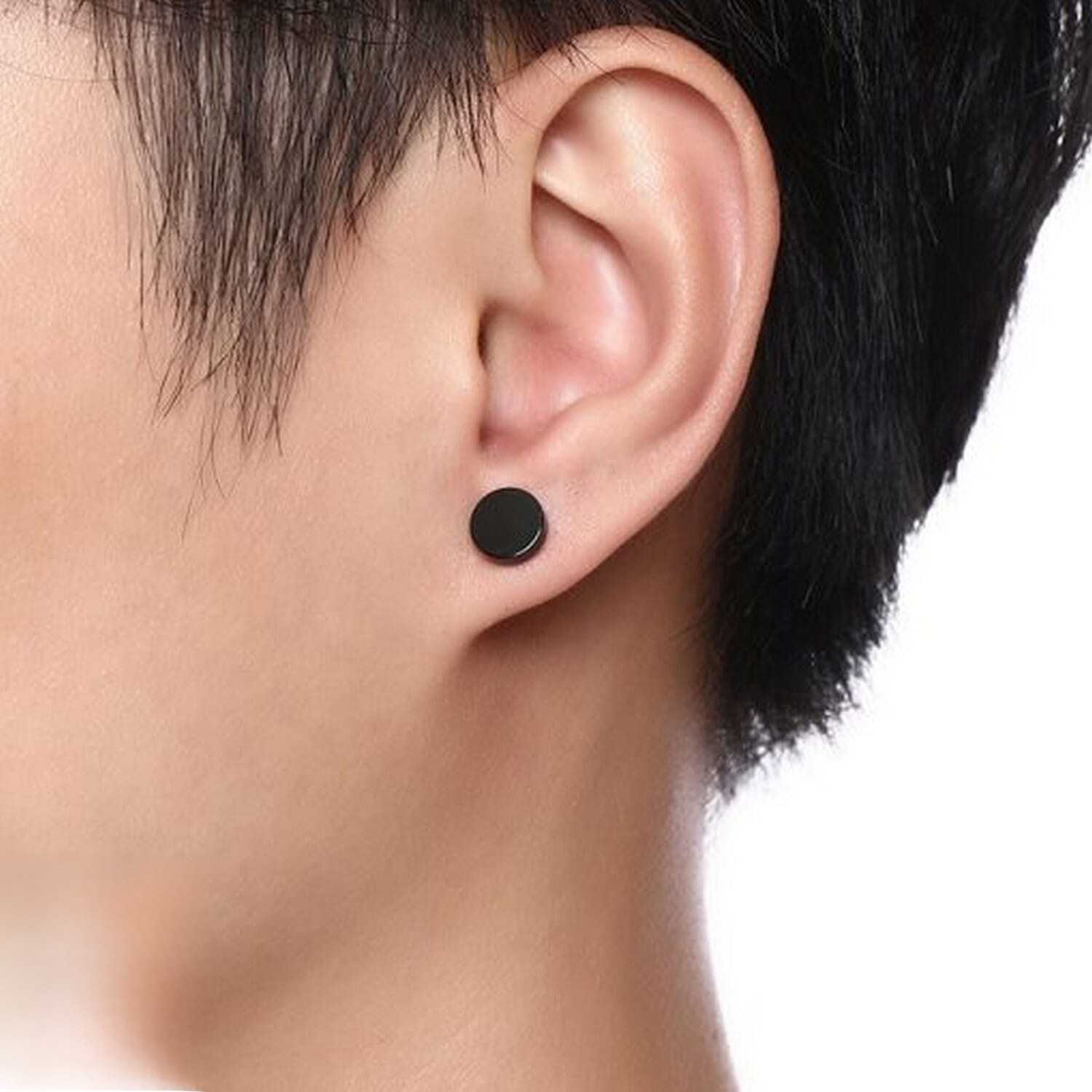 1 Pair Black Stud Earrings Stainless Steel MensWomens Unisex Earrings Ear Plugs Tunnel 6/8/10mm