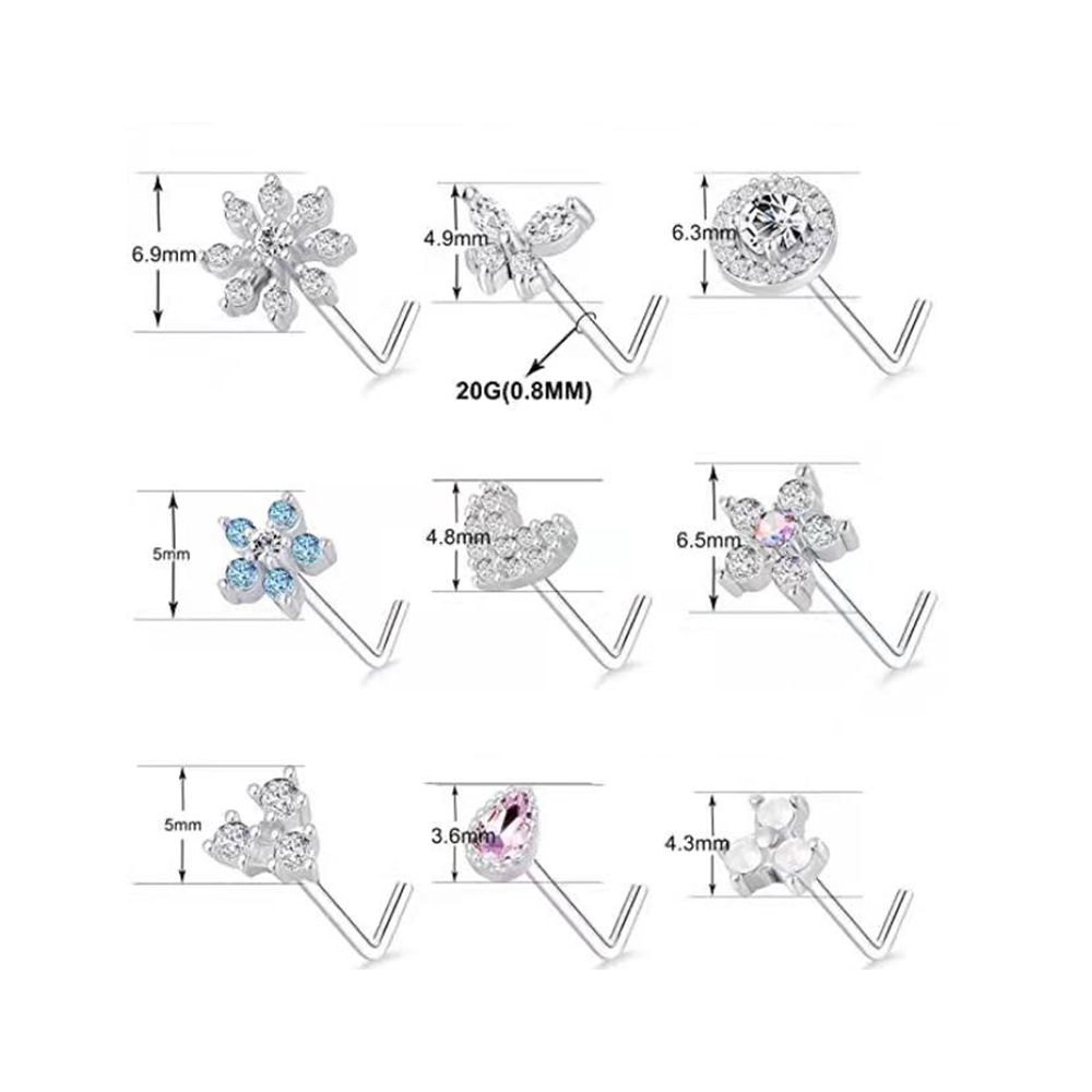 Fashion Gifts Piercing Flower Male Stainless Steel Body Jewelry Septum Nose Ring L Shape Nose Ring Nose Stud