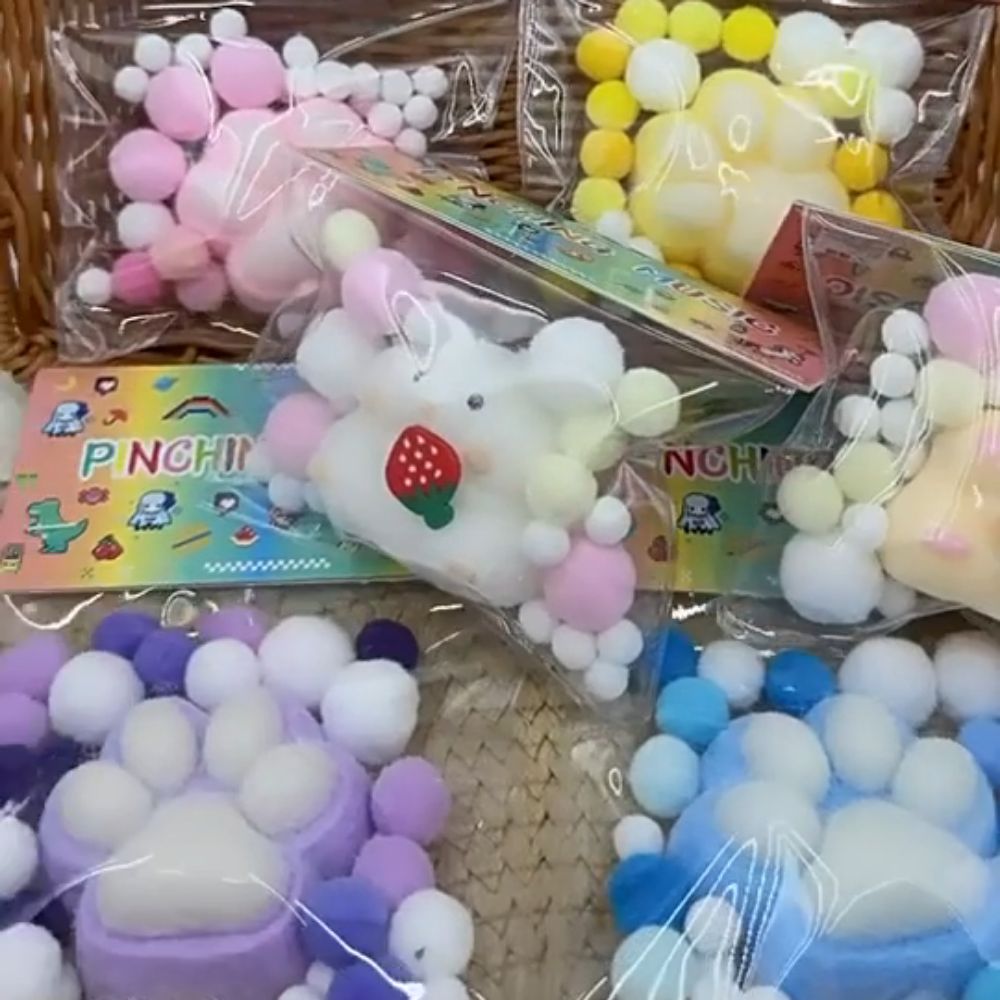 Cute Mini Cat Paw Slow Rebound Toy Tomatoes on Sticks Cartoon Squeeze Dog Toy Soft Cat Paw Hamster Slow Rebound Toy Kids