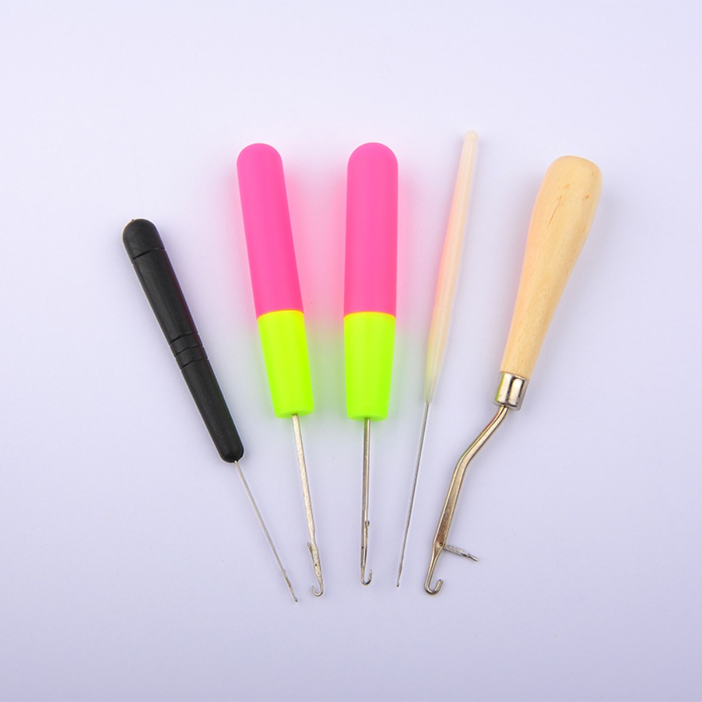 High quality Creative Long Plastic Easy To Use Hooks Needle Braid Craft Metal Sturdy Durable Dreadlock Crochet Wig Making Tools 5 Pcs/set Wig Crochet Needles Hair Weave Needle