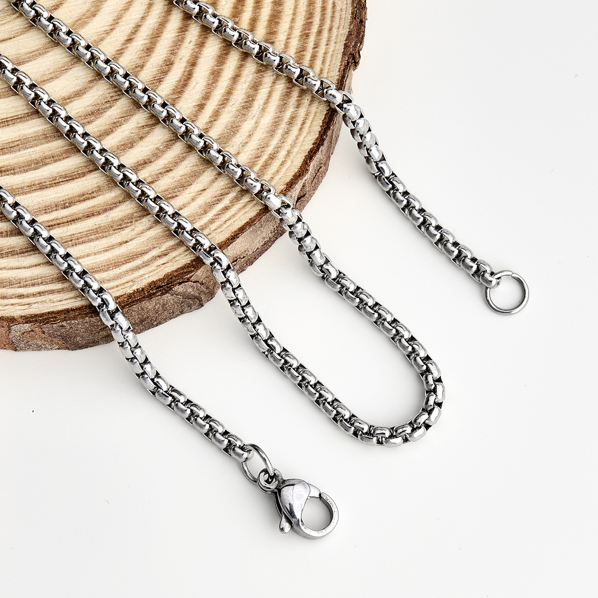 【New Arrivals】Trade stainless steel 3MM square pearl chain men and women fashion hip hop titanium steel necklace jewelry chain
