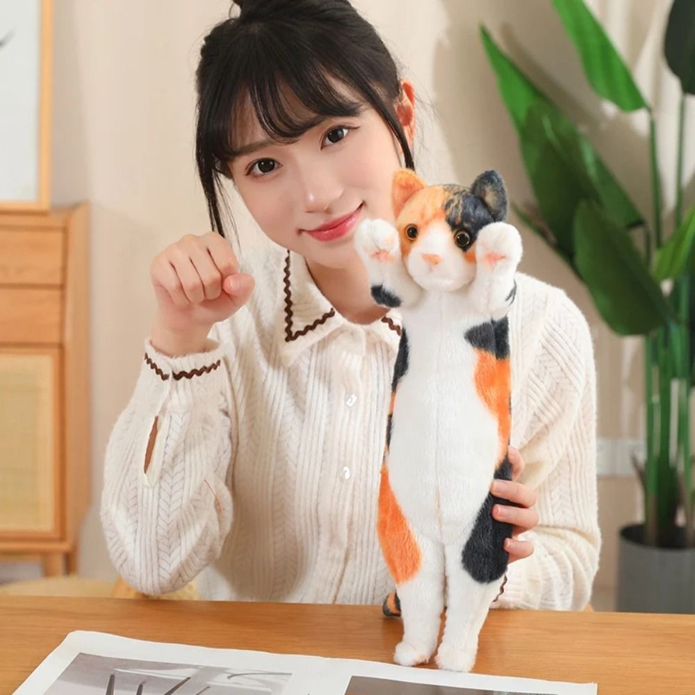 Pillow Nap PP Cotton Simulation Cat Plush Toy Standing Lifelike Stuffed Cat Plush Doll Stuffed Animal Kawaii Jumpping Kitten Plush Birthday Christmas