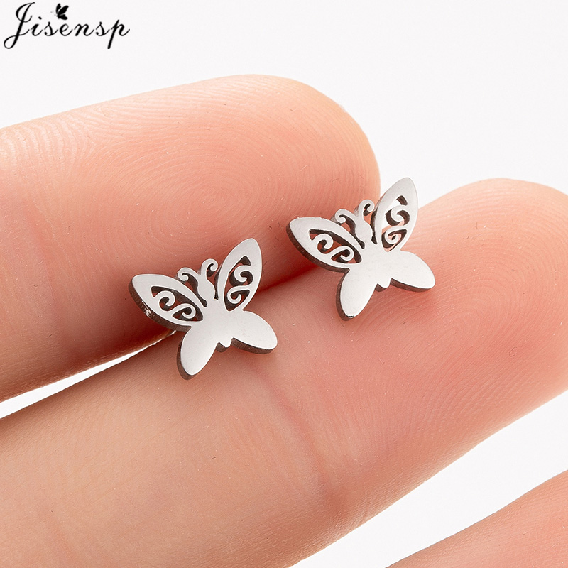 【Hongtai Store】Small Stainless Steel Birds Stud Earrings for Wo Kids Fashion Jewelry Cute Hummingbird Earings Pendientes Gifts