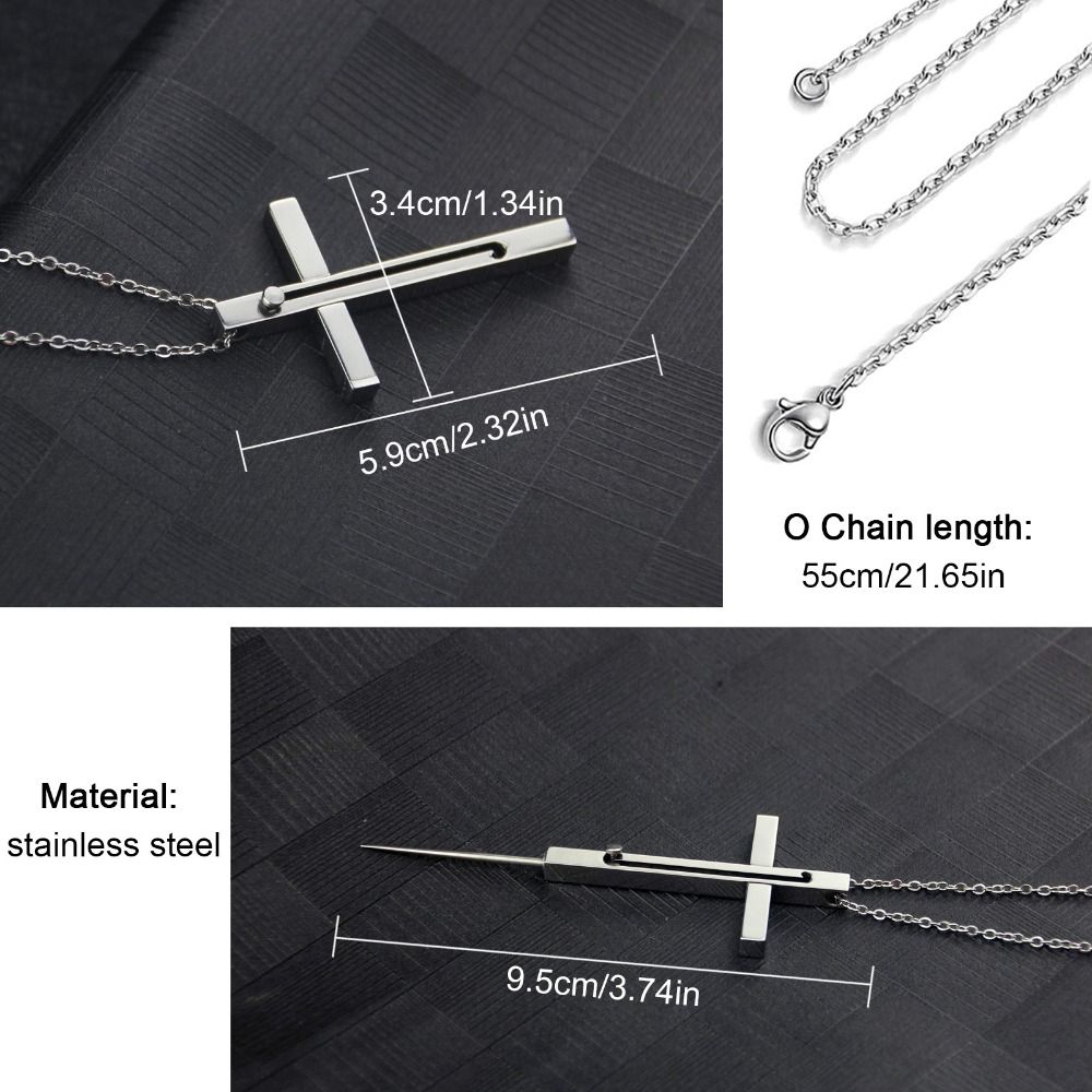 Convenient Stainless Steel Toothpick Pendant Necklace Adjustable Length Retractable Square Toothpick Necklace Tooth Cleaning Exquisite Metal Pocket Toothpick Outdoor Picnic