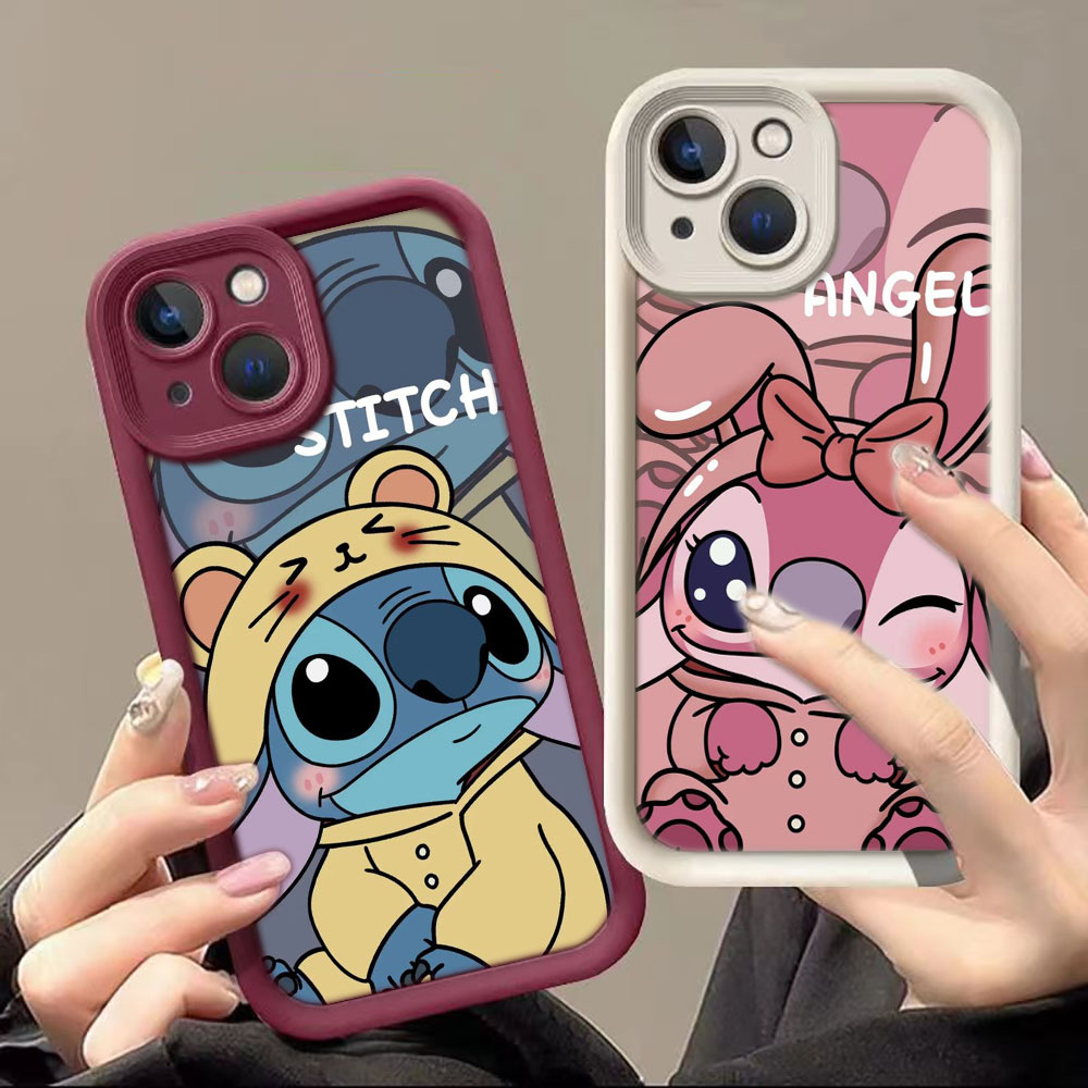 Wenefang Baby Stitch Angel Phone Case For VIVO Y15S Y16 Y17 Y19 Y20 Y21 Y22 Y27 Y35 Y36 Y50 Y51 Y72 Y75 Y76 Y77 Y78 Y81 Y91 4G 5G Case
