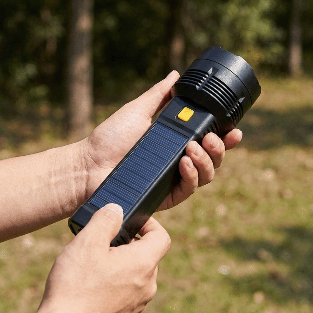 Portable Ultra-Bright Solar Flashlight Focused Light Long-Lasting LED Flashlight COB Side Light Rechargeable Emergency Torch Fishing