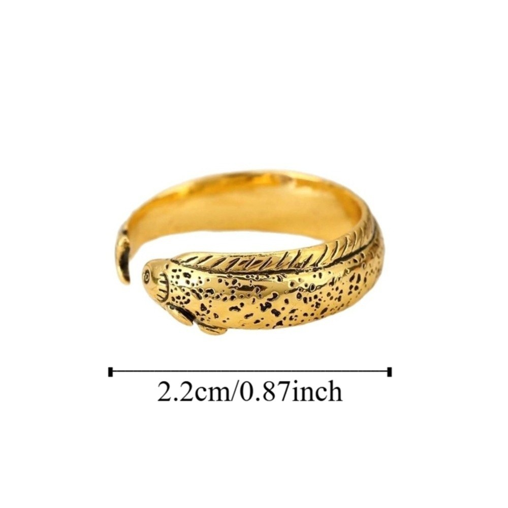 Elegant Simple Fish Shaped Ring Alloy Vintage Adjustable Ring Distressed Retro Open Ring Accessories
