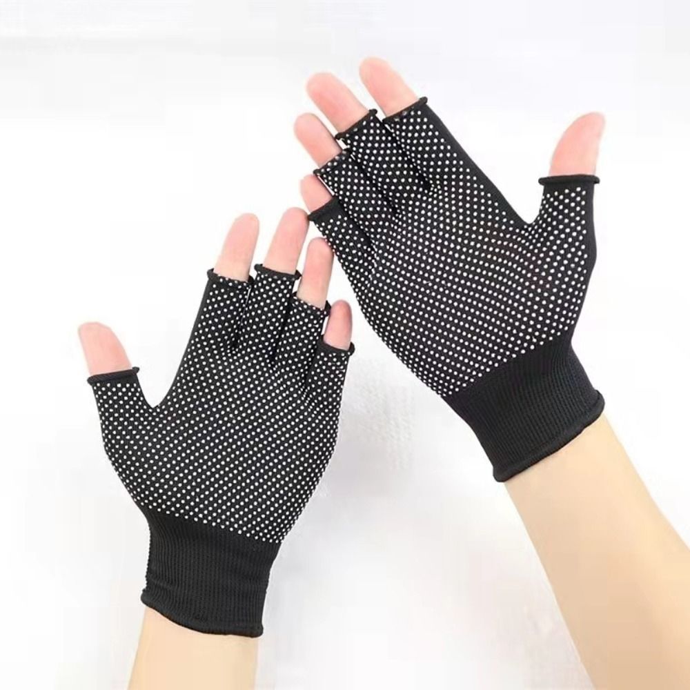 Spring Summer Stretch Sports/Biking Driving Mittens Open/Half Fingers Sun Protection Anti-Slip Fishing Gloves