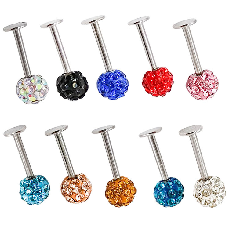 【New arrival】Stainless steel curved bar Shambhala full diamond ball eyebrow nail lip nail piercing jewelry