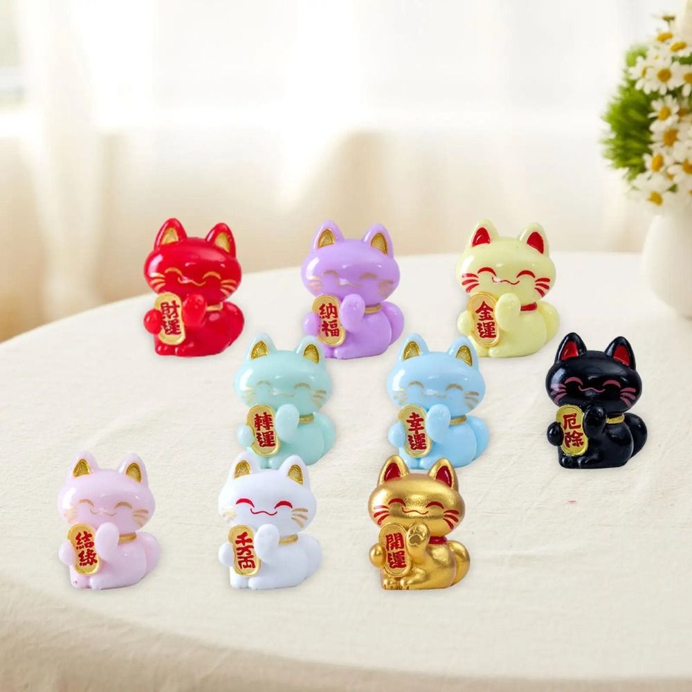 Home Decor Cartoon Cat Statue Cute Creative Cat Figurine Exquisite Animal Model Miniatures Collectible