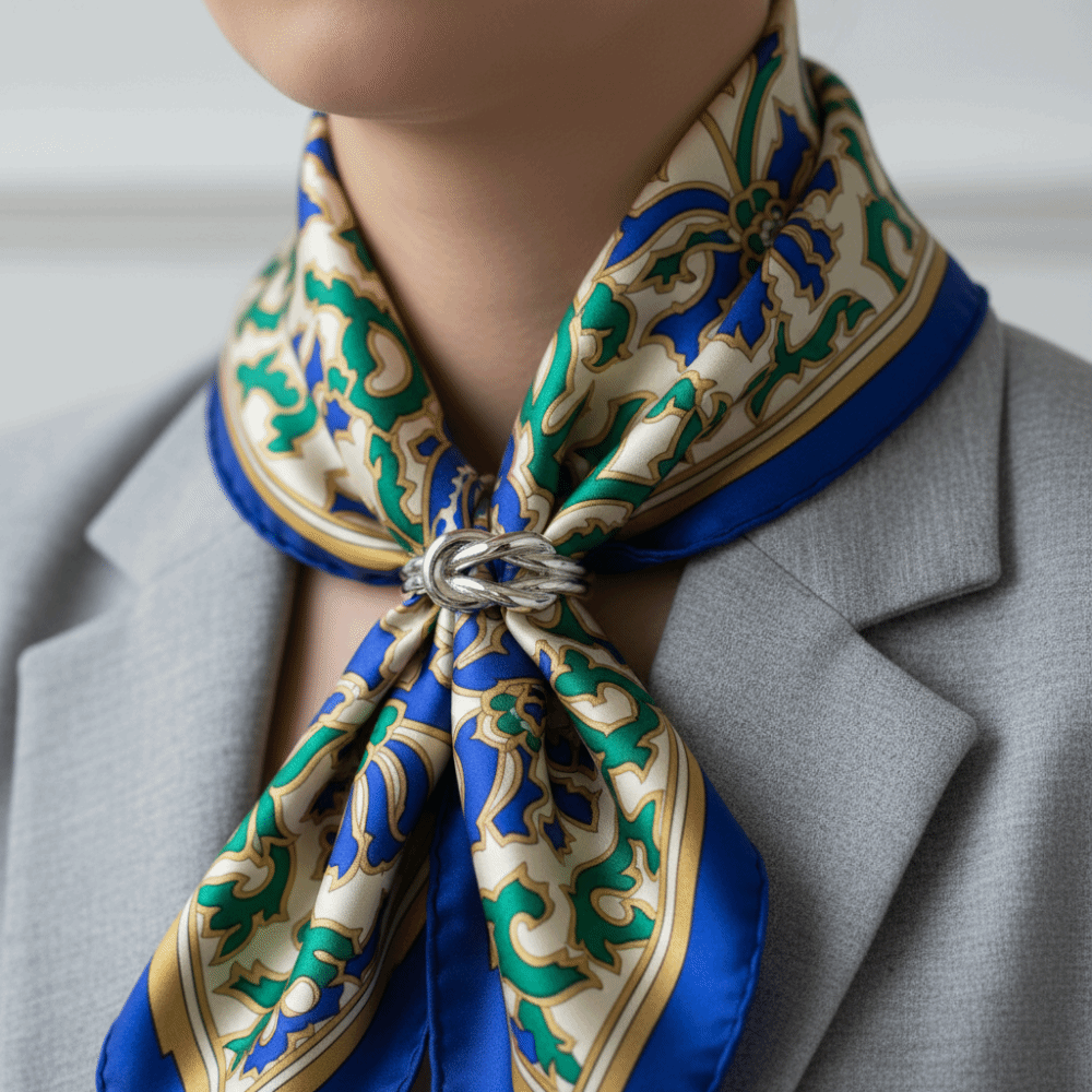 New Double Happiness Knot Scarf Ring Buckle Metal Alloy Solid Color Shawl Rings Clip Mini Versatile Multi-Functional Scarf Accessory Shoulder Decoration