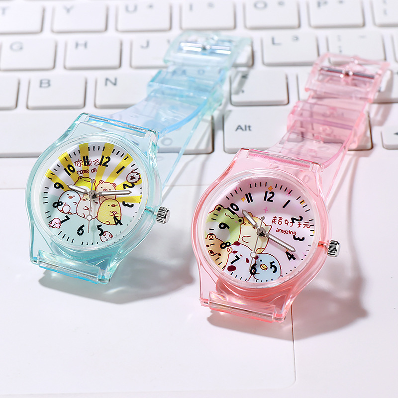 【versatile style】【Very good-looking】Transparent PVC Printed Digital Children's Watch with Cartoon Design for Students - Cross-border E-commerce