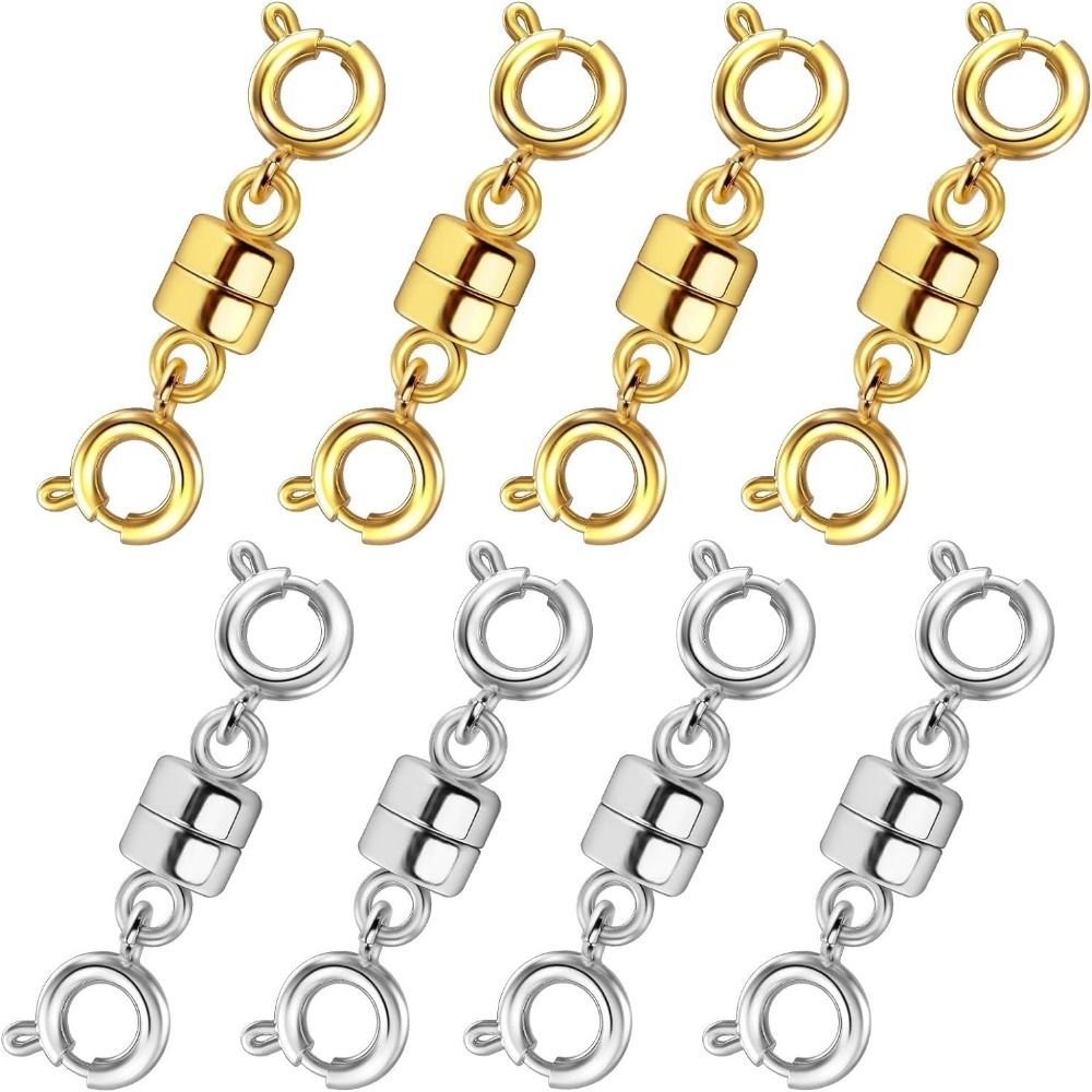 8Pcs Easy To Use Plated Magnet Double Magnetic Necklace Clasps DIY Jewelry Jewelry Clasps Converters Double Open Safety Bracelet Extender Beads Chain