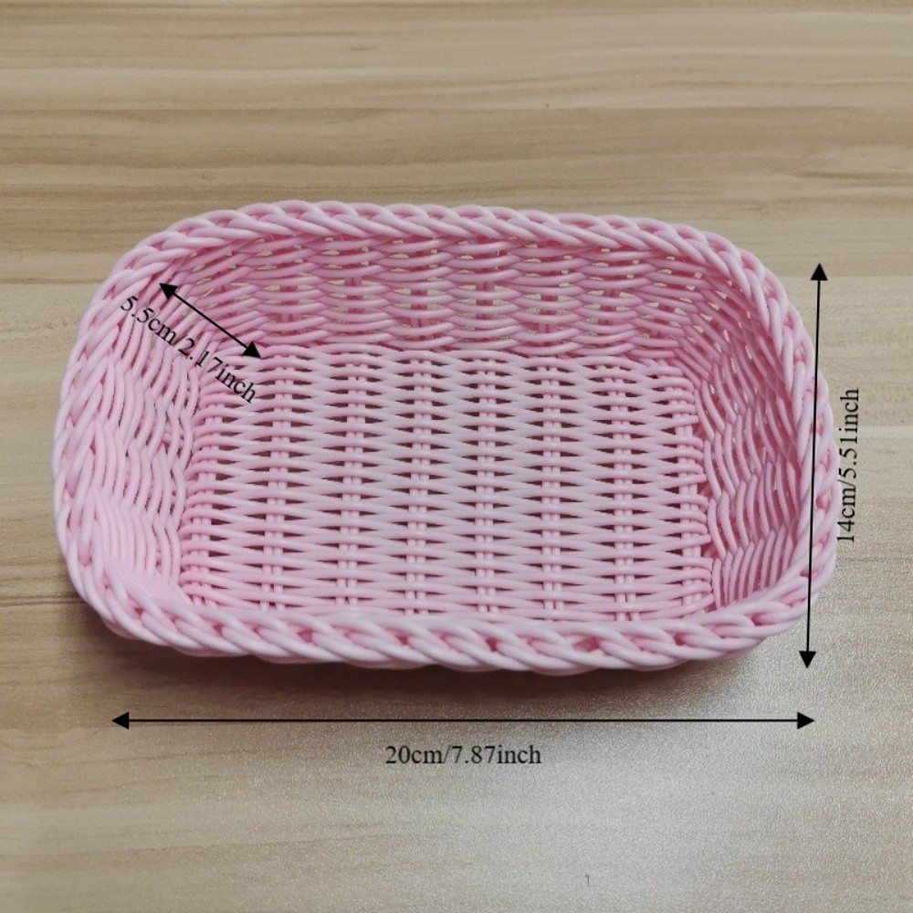 Wicker Basket Sweet Color Home Storage Basket Square Shape Decoration Desktop Basket Organizer Imitation Storage Basket Bathroom
