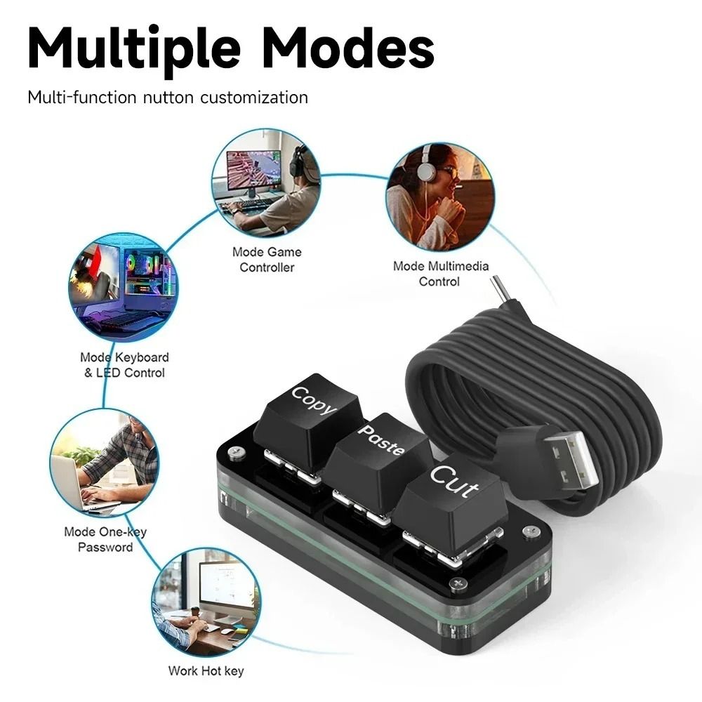 Mini Macro Mechanical Keyboard 4 Keys USB Wired RGB Gaming Custom Programming Portable Keypad Hot Swap Switch for Photoshop