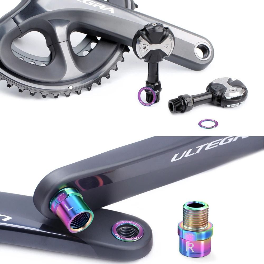 2PCS Cycling Protective Gasket Ring Bicycle Pedal Washer Titanium O Ring Bicycle Spacer Gasket Durable OD 20mm Bicycle Crank Protection Ring Outdoor Sports