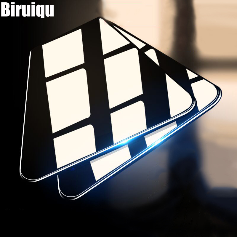Biruiqu 1PCS For IQOO 8 9H 2.5D Full Cover Tempered Glass Screen Protector Film Black
